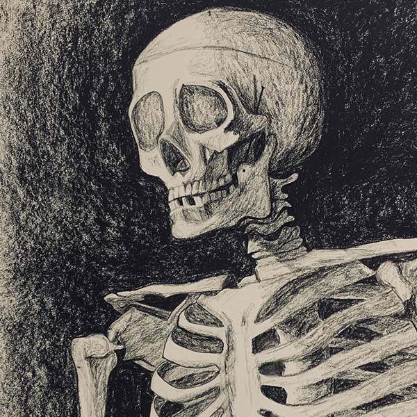 Charcoal skeleton illustration