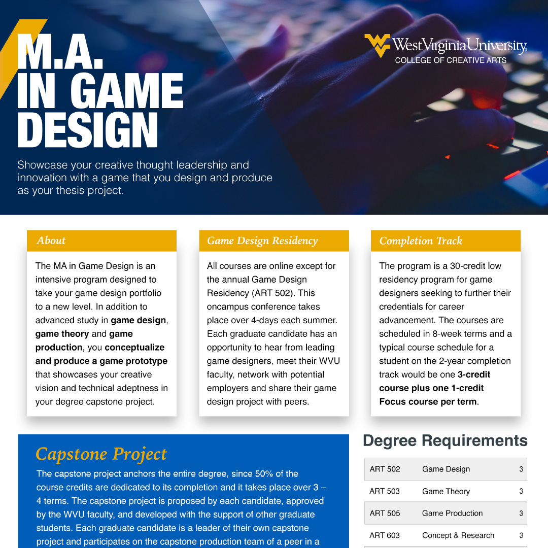 MA in Game Design information flyer