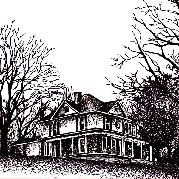 Ink illustration of a house