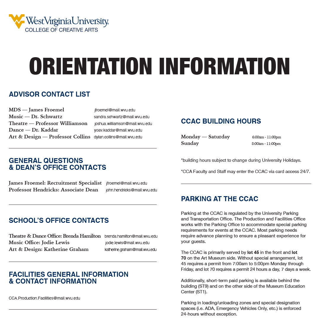 New Student Orientation Information Guide